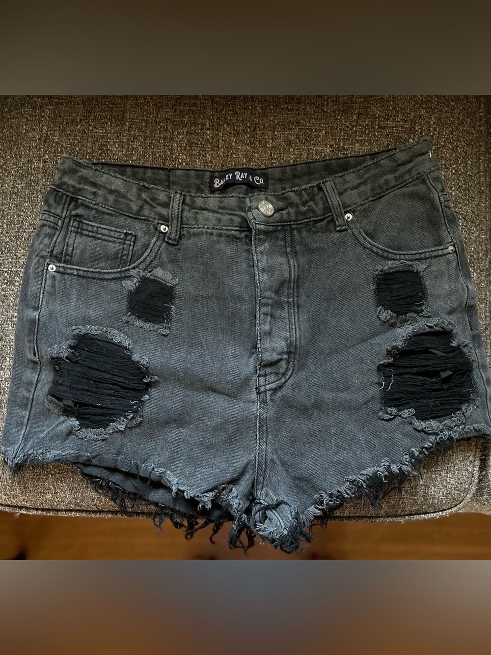 Bailey Ray & Co. Frayed High-Rise Black Distressed Jean Shorts